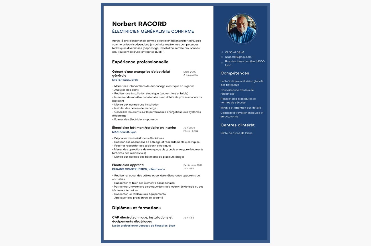 cv électricien